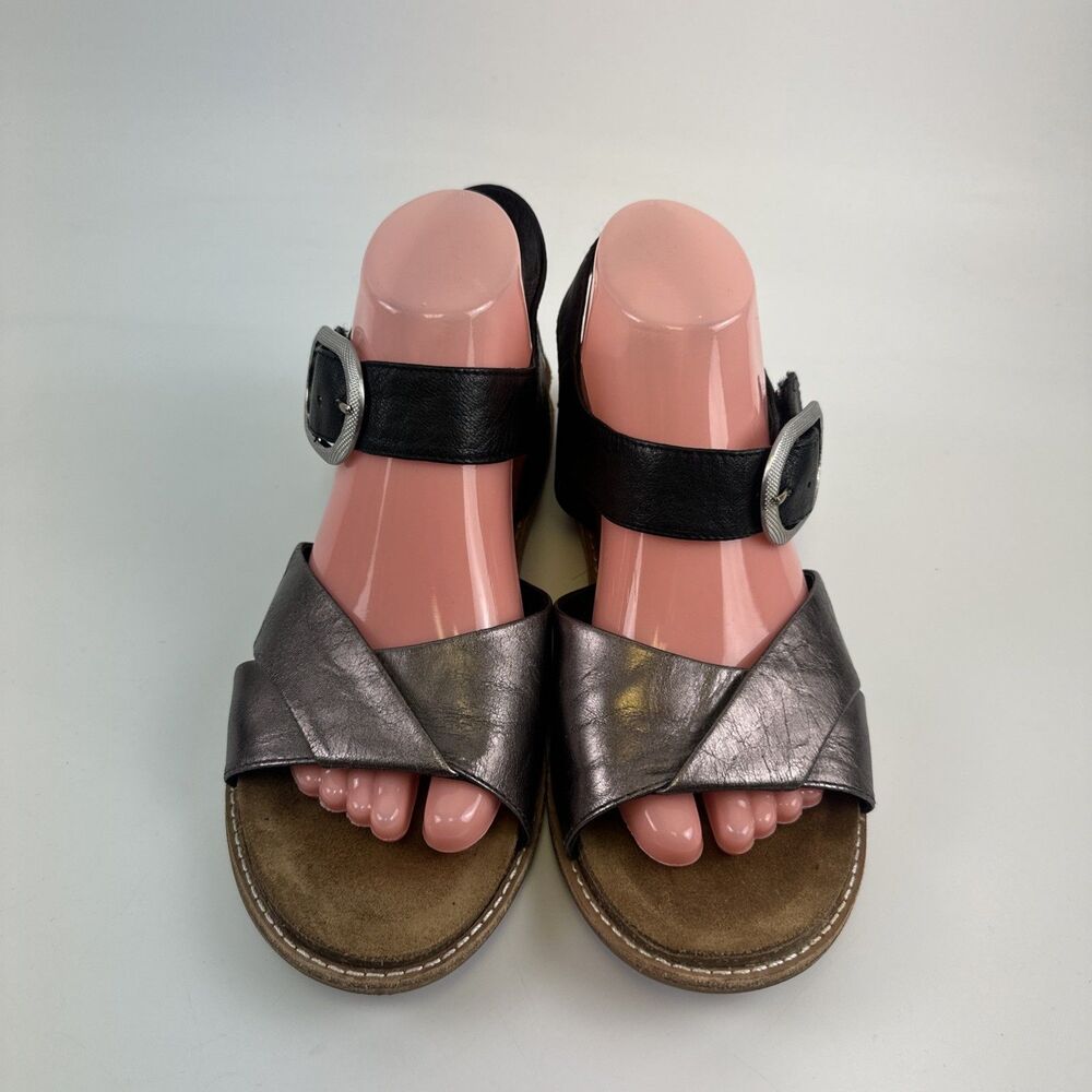 Sofft Bayo Sandal Pewter Soft Leather Comfort Adjustable Hidden Wedge Womens 9 - Picture 4 of 16